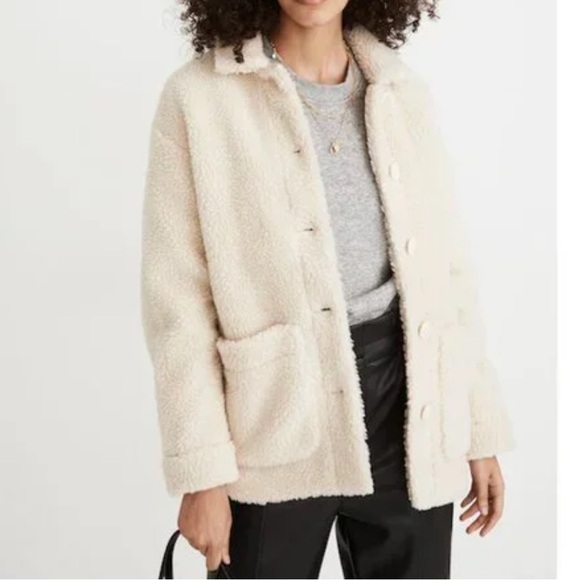 Madewell Jackets & Blazers - Madewell cream Sherpa soft oversized teddy jacket coat white beige tan small